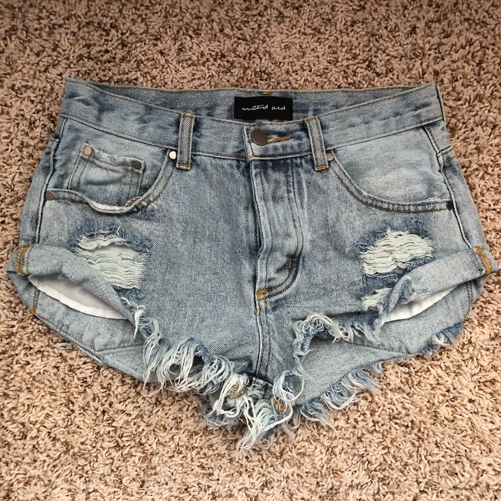 distressed denim shorts